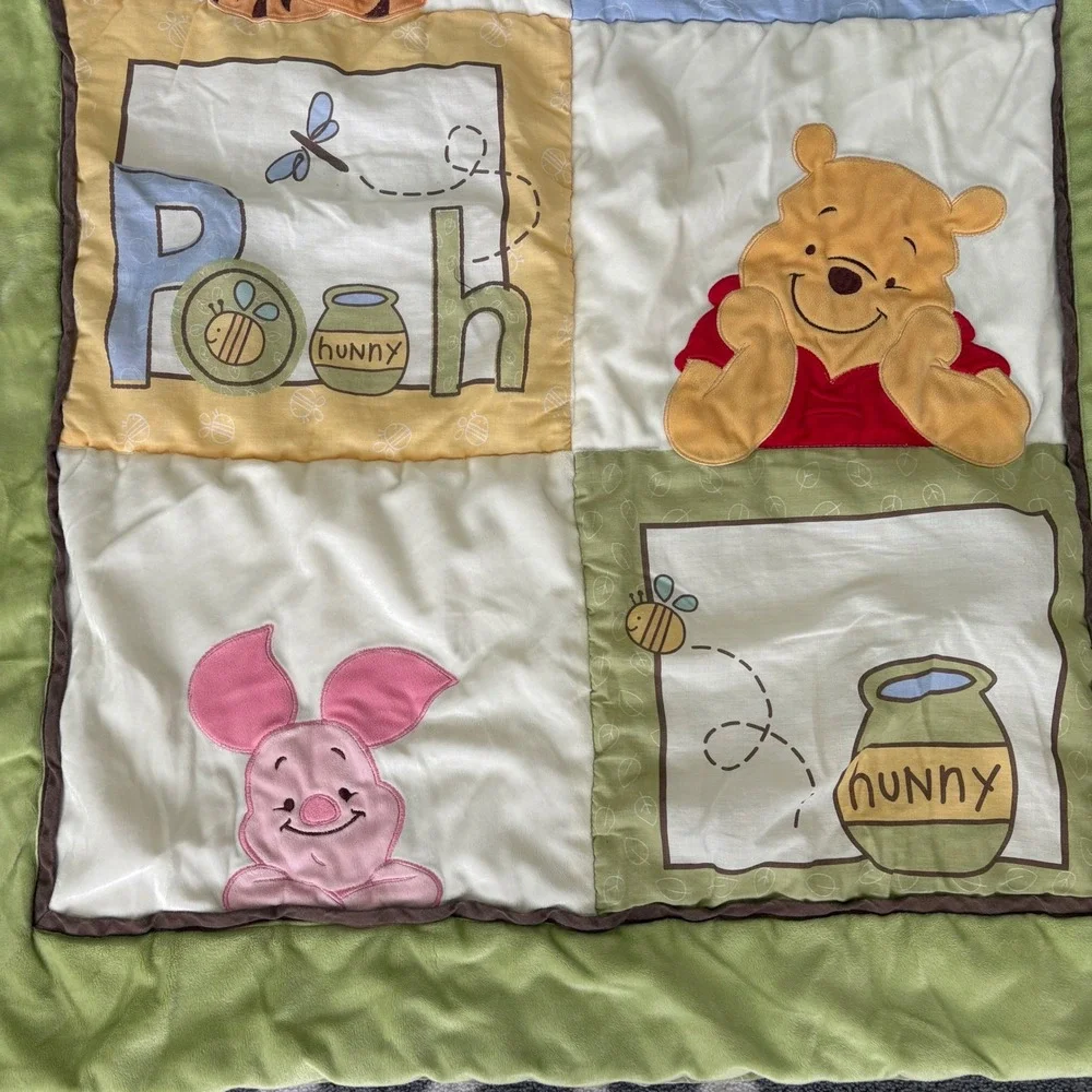 Disney Winnie the Pooh Tigger Piglet Baby Nursery Quilt Blanket Sage Green 41x32